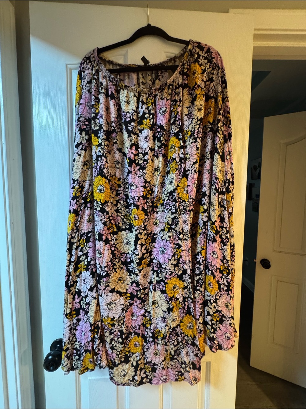 Floral maxi skirt in Black with Pink & Yellow Blooms